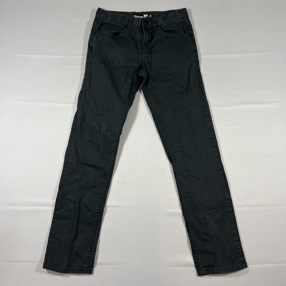 Rsq New York Slim Straight Jeans Mens 29x32 Black Stretch Low Rise Dark Wash